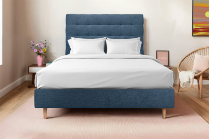 Tête de lit 180 cm Capitonnée - Tissu Toile Natté Bleu Ocean