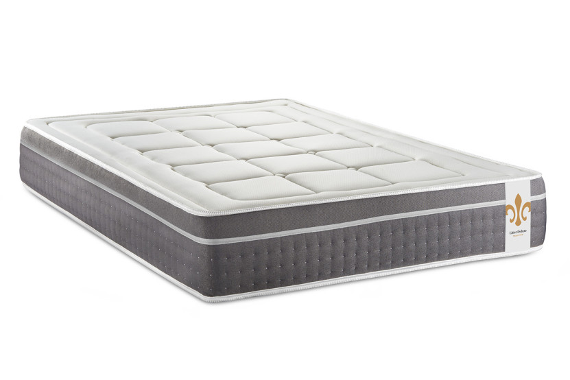 Pack lit complet 140x190 cm - Matelas + Sommier Gris (en kit) + 2 oreillers + Couette - Trente