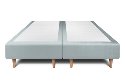 Lit 2x 80x200 cm - Sommier tapissier H35 cm + tête de lit tapissée - Tissu Velours Gris Bleuté