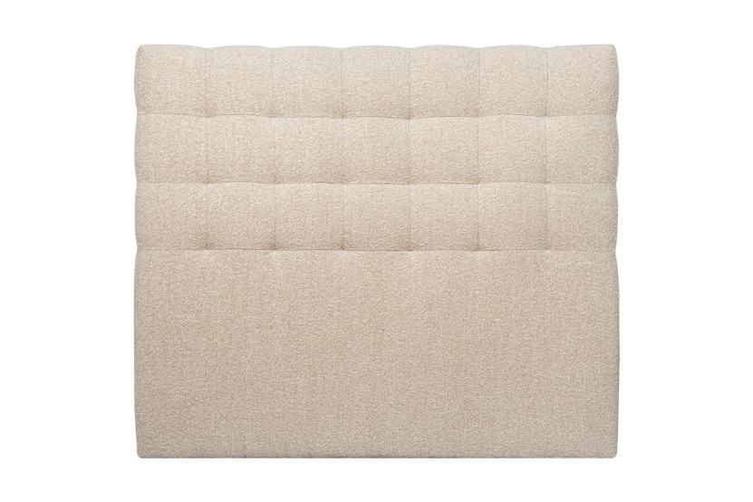 Tête de lit 200 cm Capitonnée - Tissu Bouclette Beige Clair