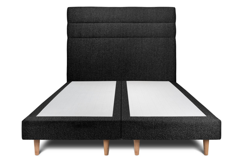 Lit 2x90x200 cm avec Tête de lit à lignes - Tissu Bouclette
