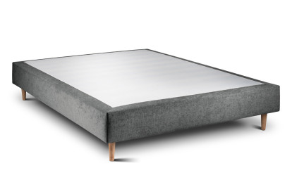 Lit 150x190 cm - Sommier tapissier H35 cm + tête de lit tapissée - Tissu Toile natté Gris Anthracite