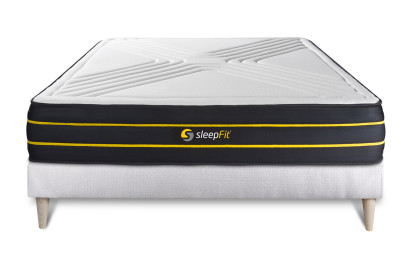 Ensemble Matelas Sommier 140x190 cm - Sommier Blanc (déjà monté) - Ultra