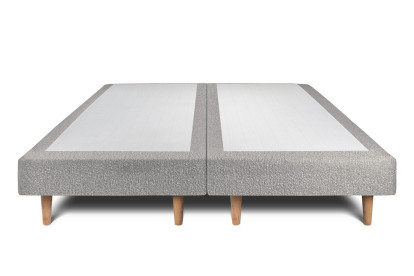 Lit 2x 100x200 cm - Sommier tapissier H29 cm + tête de lit capitonnée - Tissu Bouclette Gris