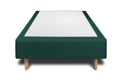Lit 90x200 cm - Sommier tapissier H35 cm + tête de lit tapissée - Tissu Velours Vert