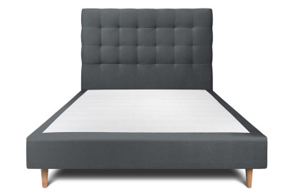 Lit 150x190 cm - Sommier tapissier H35 cm + tête de lit capitonnée - Tissu Velours Gris Anthracite