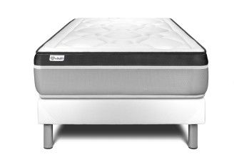Ensemble Matelas Sommier 90x200 cm - Sommier Blanc (en kit) - Vital Ergo