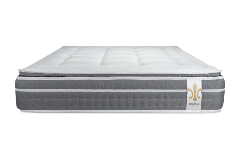 Pack lit complet 200x200 cm - Matelas + 2 Sommiers Blancs + 2 oreillers + Couette - Trente PLUS