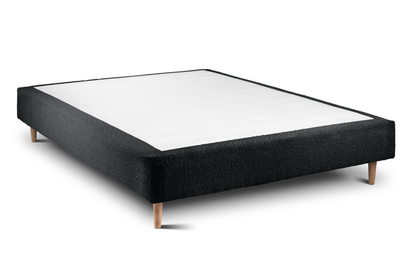Lit 150x200 cm avec Tête de lit à lignes - Tissu Bouclette