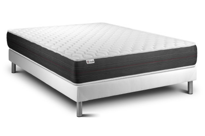 Ensemble Matelas Sommier 140x200 cm - Sommier Blanc (déjà monté) - Vitalspring