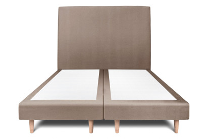 Lit 2x 80x200 cm - Sommier tapissier H29 cm + tête de lit tapissée - Tissu Velours Taupe