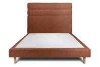 Lit 135x190 cm - Sommier tapissier H29 cm + tête de lit à lignes - Tissu Bouclette Terracotta Lit 135x190 cm - Sommier tapissier H29 cm + tête de lit à lignes - Tissu Bouclette Terracotta