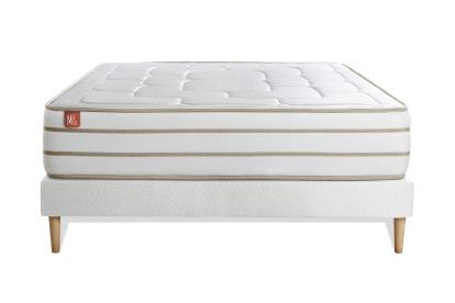 Ensemble Matelas Sommier 200x200 cm - Sommier Blanc (en kit) - Le Douillet
