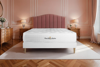 Ensemble Matelas Sommier 160x200 cm - Sommier Blanc (en kit) - Buckingham
