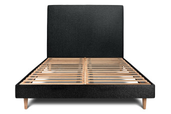 Lit 150x190 cm avec Tête de lit tapissée - Tissu Bouclette