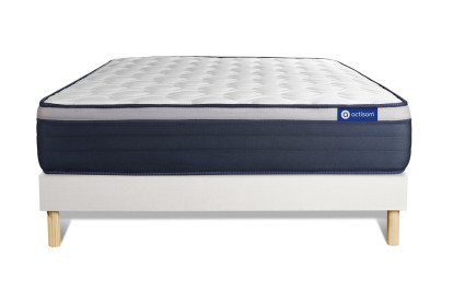 Ensemble Matelas Sommier 160x200 cm - Sommier Blanc (en kit) - Actimemo Max