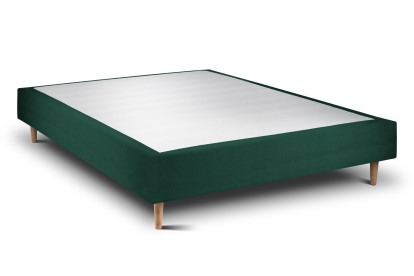 Lit 135x190 cm - Sommier tapissier H35 cm + tête de lit tapissée - Tissu Velours Vert