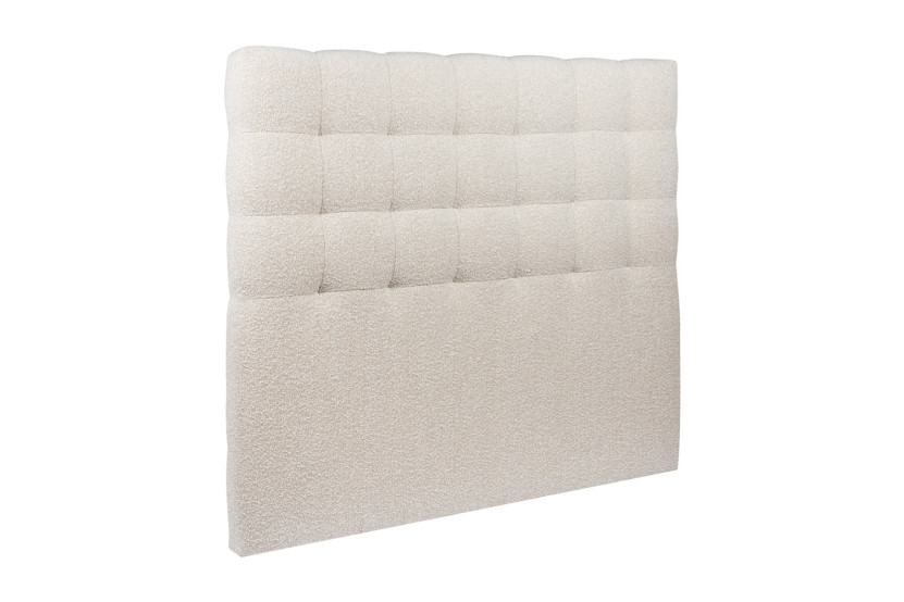 Lit 2x80x200 cm avec Tête de lit capitonnée - Tissu Bouclette