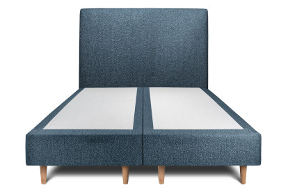 Lit 2x 80x200 cm - Sommier tapissier H35 cm + tête de lit tapissée - Tissu Bouclette Bleu