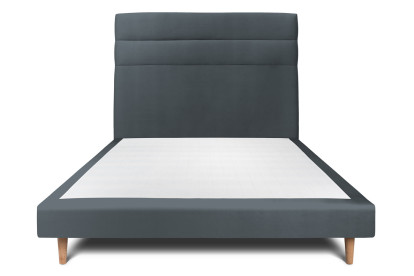Lit 160x200 cm - Sommier tapissier H29 cm + tête de lit à lignes - Tissu Velours Gris Anthracite