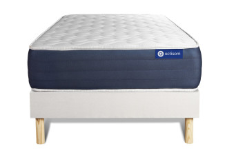 Ensemble Matelas Sommier 90x200 cm - Sommier Blanc (en kit) - Actimemo Sleep