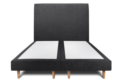 Lit 2x 90x200 cm - Sommier tapissier H29 cm + tête de lit tapissée - Tissu Toile natté Noir