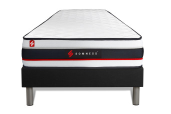 Ensemble Matelas Sommier 90x190 cm - Sommier Noir (déjà monté) - Form