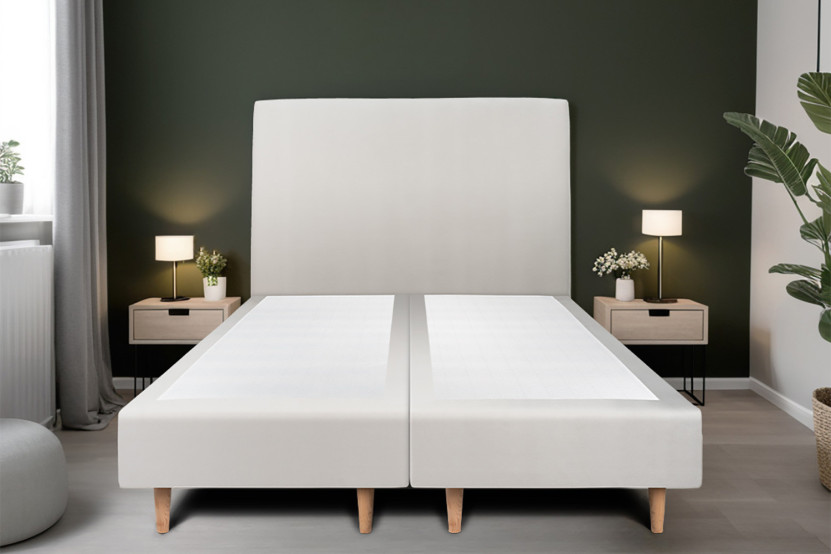 Lit 2x80x200 cm avec Tête de lit tapissée - Tissu Velours
