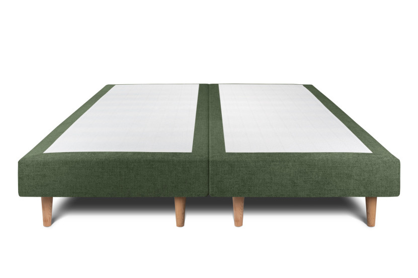 Lit 2x80x200 cm avec Tête de lit capitonnée - Tissu Toile natté