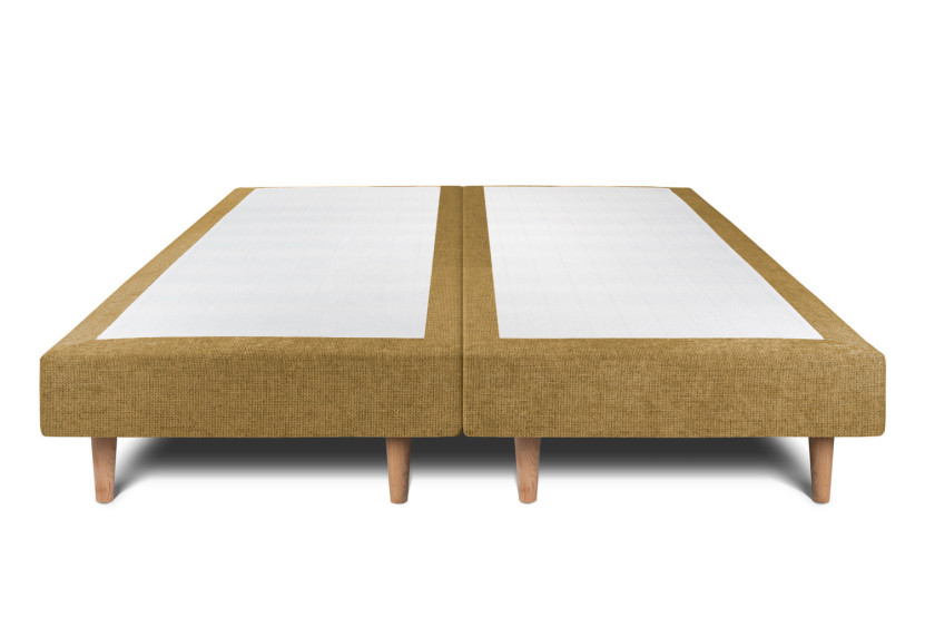 Lit 2x100x200 cm avec Tête de lit à lignes - Tissu Toile natté