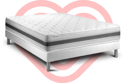 Ensemble Matelas Sommier 140x200 cm - Sommier Blanc (déjà monté) - Vitalspring Recover