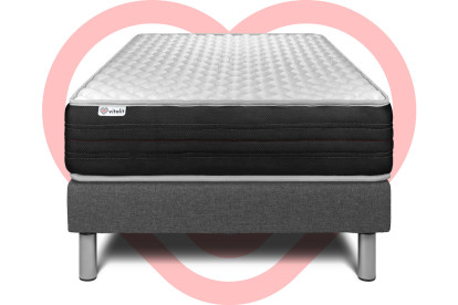 Ensemble Matelas Sommier 90x190 cm - Sommier Gris (en kit) - Vitalmemo One