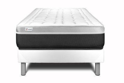 Ensemble Matelas Sommier 90x200 cm - Sommier Blanc (en kit) - Vital Soft