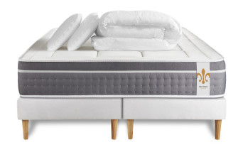 Pack lit complet 160x200 cm - Matelas + 2 Sommiers Blancs + 2 oreillers + Couette - Trente Pack lit complet 160x200 cm - Matelas + 2 Sommiers Blancs + 2 oreillers + Couette - Trente
