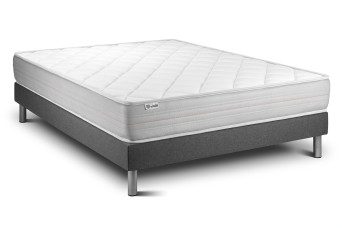 Ensemble Matelas Sommier 140x200 cm - Sommier Gris (déjà monté) - Vitalmemo