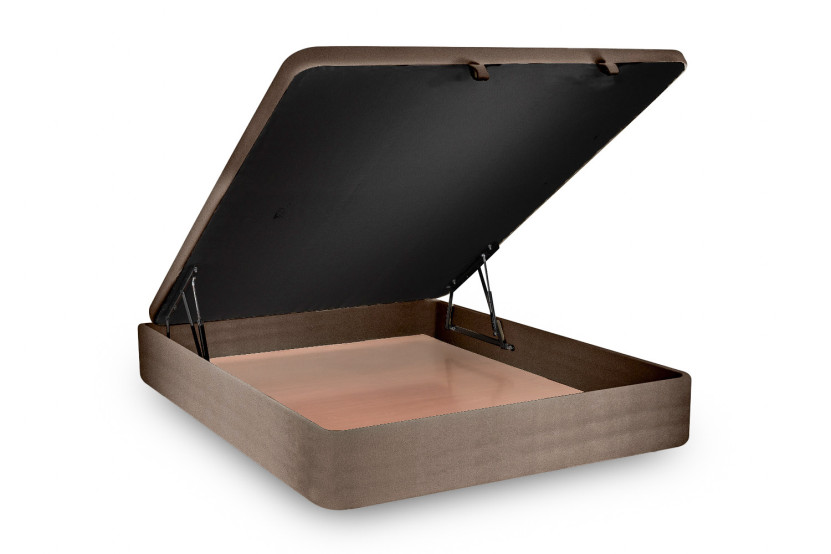 Lit coffre 140x190 cm avec Tête de lit tapissée - Tissu Velours