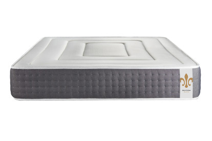 Pack lit complet 160x200 cm - Matelas + Sommier Gris + 2 oreillers + Couette - Vingt-Six