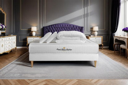 Pack lit complet 140x190 cm - Matelas + Sommier Blanc (en kit) + 2 oreillers + Couette - Nottingham
