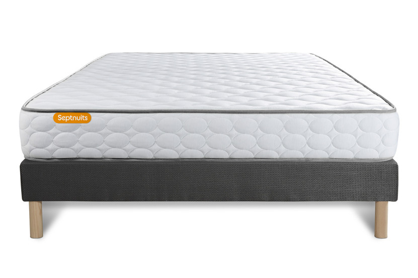 Ensemble Matelas Sommier 160x200 cm - Sommier Gris (déjà monté) - Memo