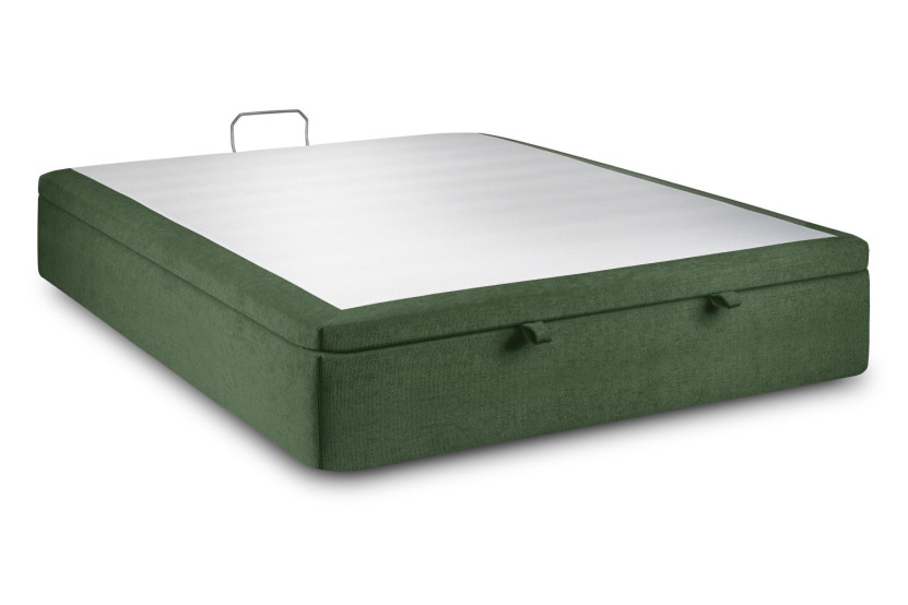 Sommier Coffre 160x200 cm - Toile Nattée - Vert Kaki