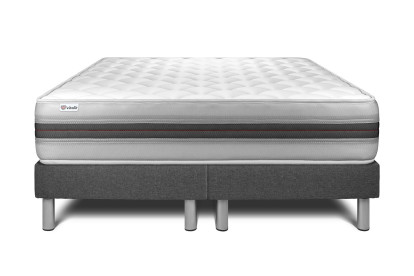 Ensemble Matelas Sommier 200x200 cm - 2 Sommiers Gris - Vitalmemo Back
