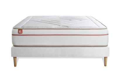 Ensemble Matelas Sommier 140x190 cm - Sommier Blanc (déjà monté) - Le Paisible