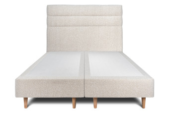 Lit 2x100x200 cm avec Tête de lit à lignes - Tissu Bouclette