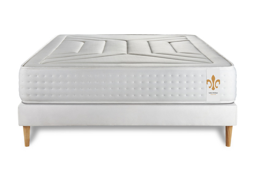 Ensemble Matelas Sommier 140x200 cm - Sommier Blanc (déjà monté) - Vingt-Quatre