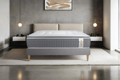 Ensemble Matelas Sommier 160x200 cm - Sommier Gris (déjà monté) - Vingt-Six PLUS