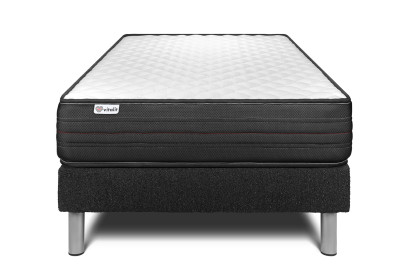 Ensemble Matelas Sommier 90x190 cm - Sommier Noir (en kit) - Vitalpower