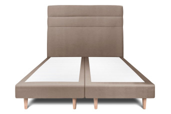 Lit 2x80x200 cm avec Tête de lit à lignes - Tissu Velours