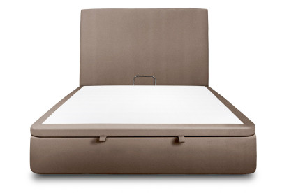 Lit coffre 180x200 cm avec Tête de lit tapissée - Tissu Velours Taupe
