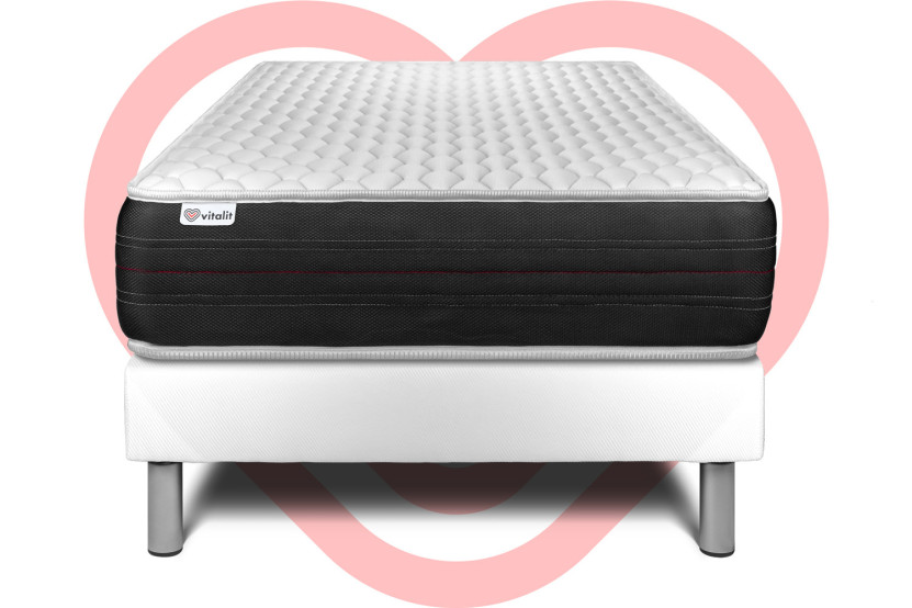 Ensemble Matelas Sommier 90x200 cm - Sommier Blanc (en kit) - Vitalspring