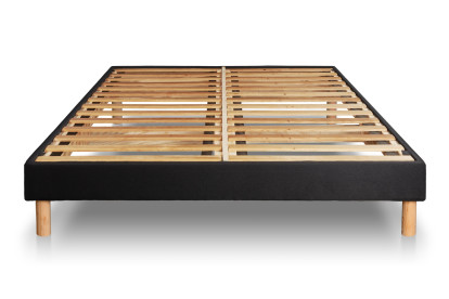 Pack lit complet 180x200 cm - Matelas + Sommier Noir (en kit) + 2 oreillers + Couette - Privilège